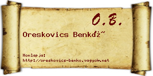 Oreskovics Benkő névjegykártya